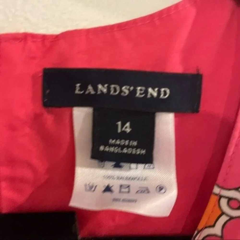 LANDS END | hot pink/orange A-line dress  size girls 14